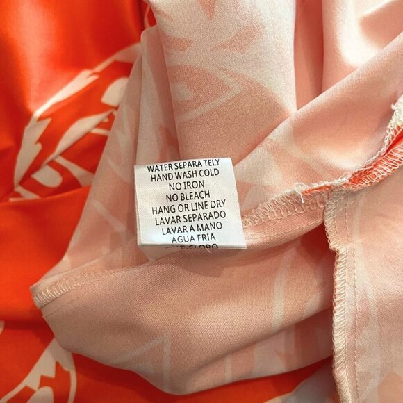 FAERIESTY ORANGE WHITE PRINTED ASYMMETRICAL PALAZZO WIDE LEG FLOWY SUMMER PANTS - Picture 11 of 11